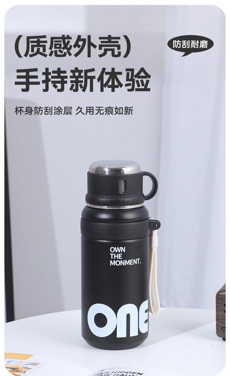New Large-Capacity Straw Insulated Cup, Outdoor Portable Vacuum Double-Drink Cup, Household Double-Layer 316 Stainless Steel Water Cup
