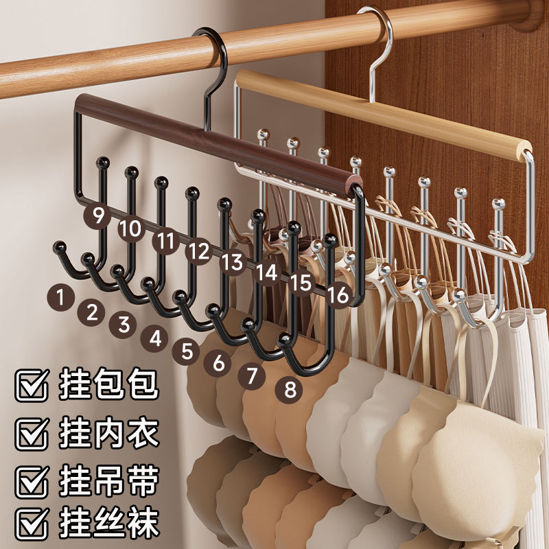 Household Multifunctional Sling Hanger Intimates Vest Storage Artifact Dormitory Solid Wood Hook Wardrobe Clothes Drying Rack Wholesale