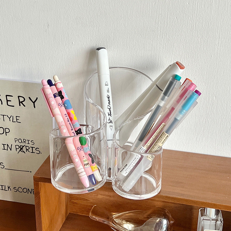 Simple Transparent Acrylic Cosmetic Brush Storage Bucket Desktop Student Pen Conner Desktop Cosmetic Lipstick Storage Box