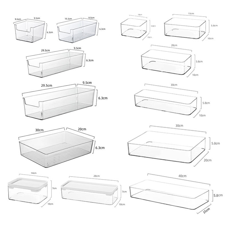 Enlarge 40cm Long Transparent Box Narrow Long Square Storage Box 15cm Wide Water-tight Drawer Finishing