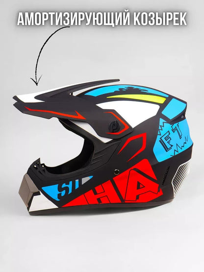 Off-Road Helmet Dot Certified Atv Helmet Cycling Mountain Bike Kart Helmet Three-Piece Set Motorcycle