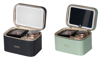 Cross-Border Led Mirror Travel Makeup Bag, Makeup Mirror, Cosmetics Portable Large-Capacity Makeup Case, Hand-Held Beauty Bag