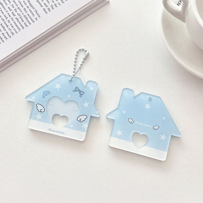 Original Star Little House 2inch Id Photo Card Holder Small Card Storage Card Holder Keychain Storage Pendant Card Holder