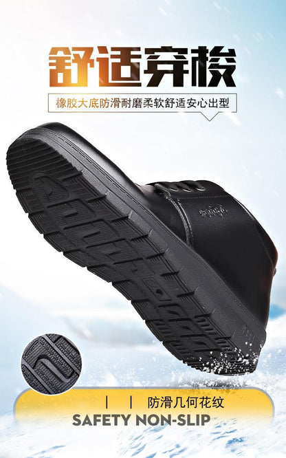2022 Winter fleece-lined warm plush high-top leather shoes men's middle-aged and elderly dad shoes cotton-padded shoes non-slip slip slip-on men's shoes