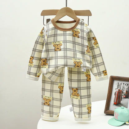 Children's Pajamas suit 2024 Autumn Baby Lycra Underwear Boys Home Clothes Girls Autumn Clothes Pants Children's Clothing Wholesale
