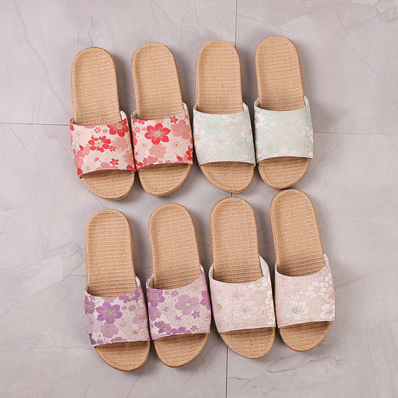 Baotou Spring & Fall Indoor Comfortable and Breathable Linen All Year Round Home Fabric Sandals for Women and Couples Floor Soft Bottom Home