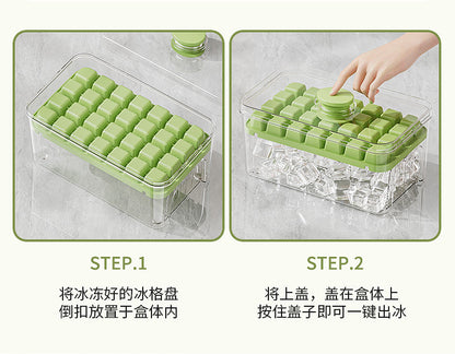 Cross-border pressing ice cube ice cube mould food grade pressing type household ice storage ice box with lid self-making ice box