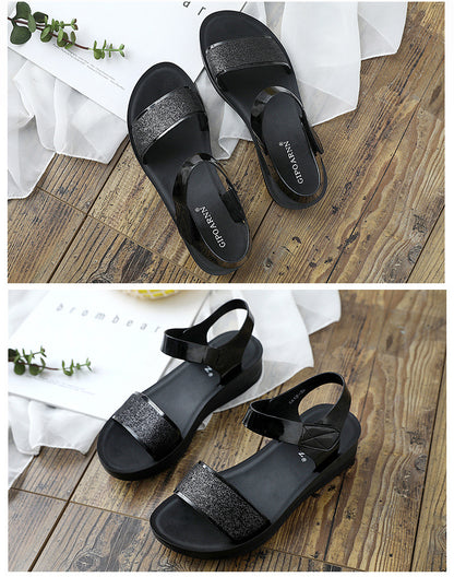 New Summer Flat Women's Shoes for Middle-Aged Women, Mid-Heel 2026 Women's Wedge Sandals for Summer, Mom Sandals with Soft and Thick Soles, Comfortable