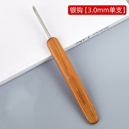 Full Set of Bamboo Handle Crochet Hooks, Bamboo Crochet Yarn Hooks, Handmade Knitting Tools, Sweater Needles, Round Head Carbonized Crochet Set