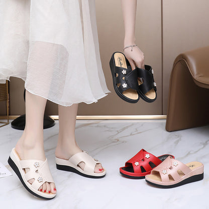 Newly Launched Women's High-Heeled Trendy Slippers, Non-Slip, Wear-Resistant, Casual, Versatile, Comfortable, Soft High-Heeled Slippers for Women