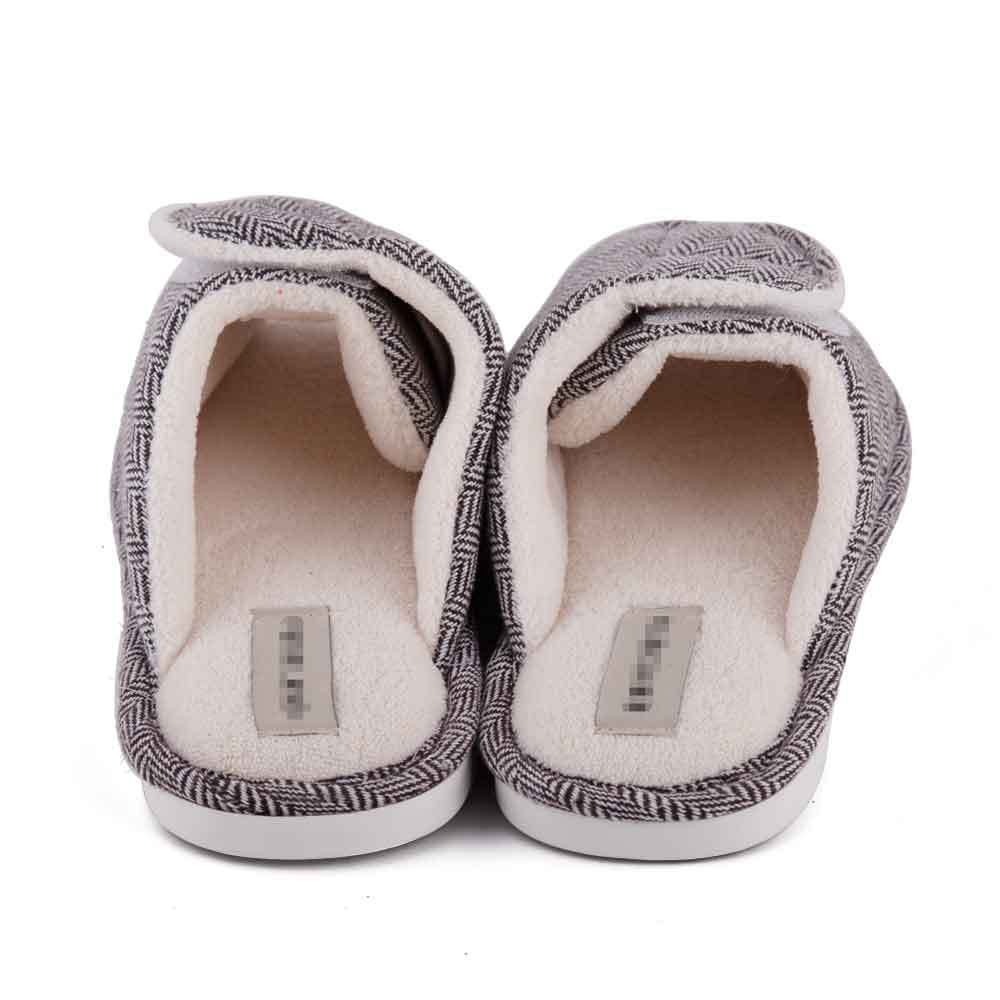 Men's and women's Velcro adjustable open slippers swollen feet non-slip open toe easy to clean indoor wool slippers