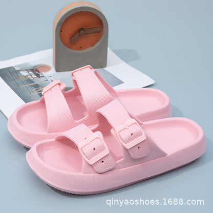 Double Strips Feeling EVA Slippers Women's Summer Bathing Slippers Home Sandals Men's Outdoor Beach Sandals