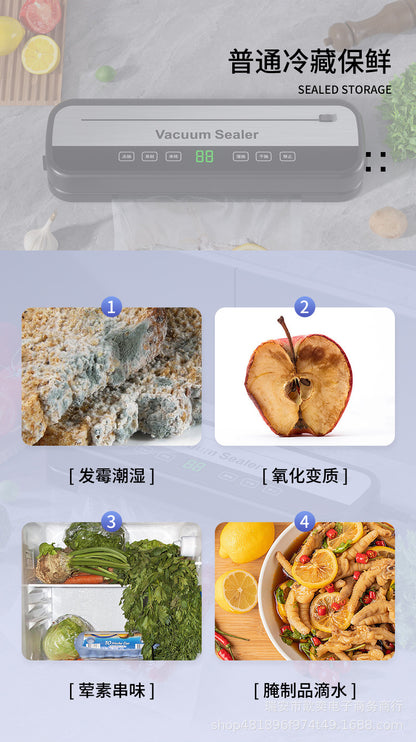 Vacuum Sealing Machine Food Preservation Machine Kitchen Plastic Household Vacuum Packaging Machine Wet and Dry Knife Cutting Sealing Machine