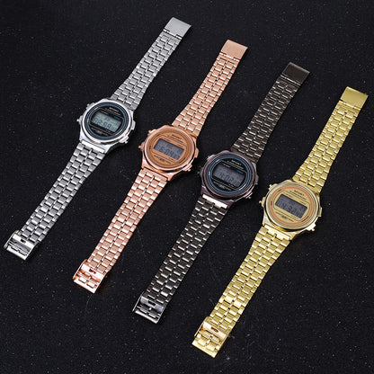 Explosive ultra-thin LED electronic watch WR F92W steel band A159 new round fashion watch multi-function electronic watch