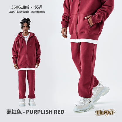 Tilani Men's Sweatshirt Cross-Border Casual Sports Suit Fashionable Pure Color Sweatshirt for Men and Women Simple Zipper Hoodie