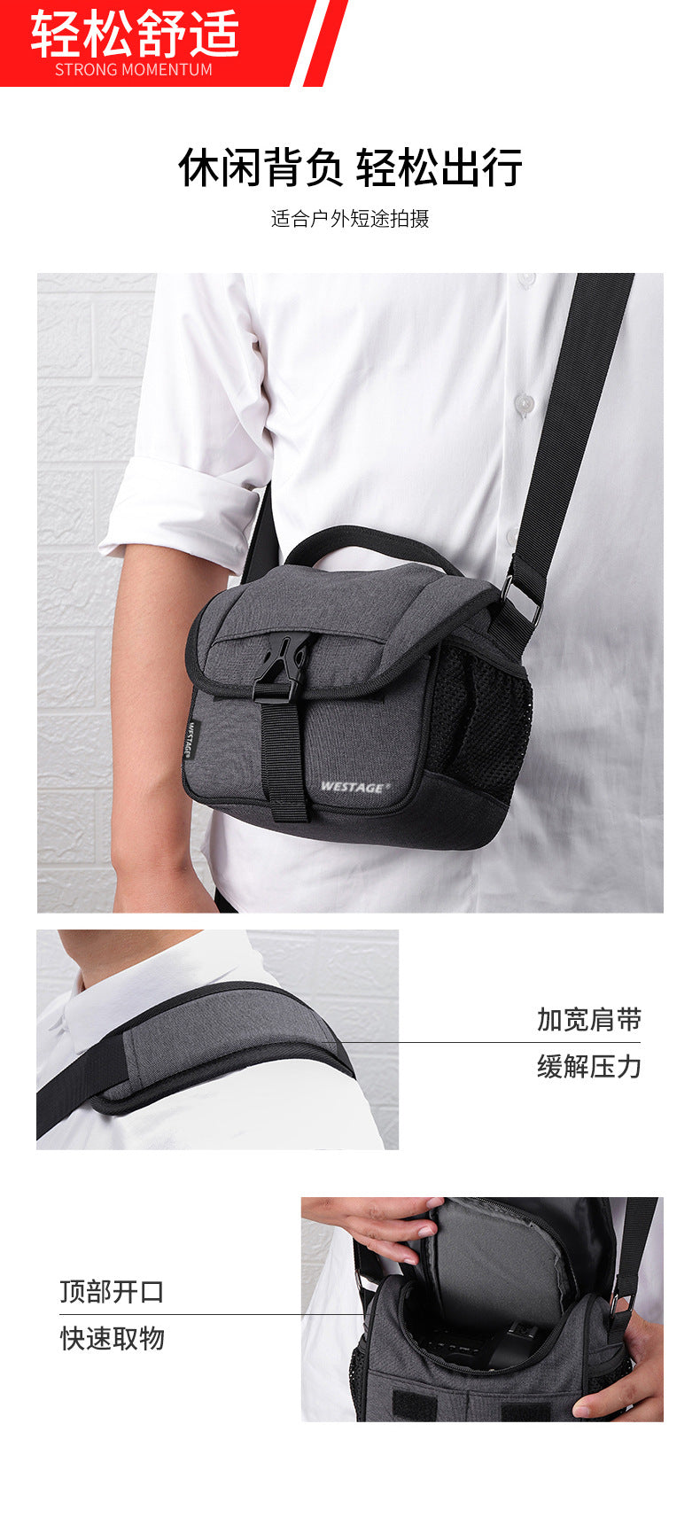 New Photography Mirrorless Bag Slr Camera Bag Shoulder Bag Storage Digital Bag Diagonal Stand-Alone Bag Lightweight Waterproof Bag