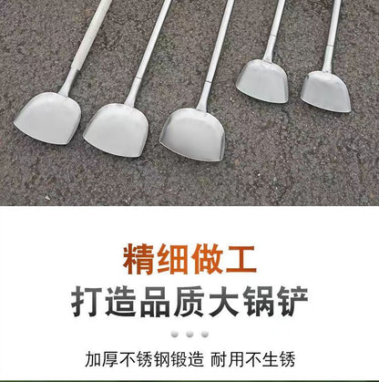 Stainless Steel Shovel Stir-frying Shovel Long Steel Handle Sketch Iron Shovel Kitchenware Hotel Large Sketch Thickened Stainless Steel Sketch