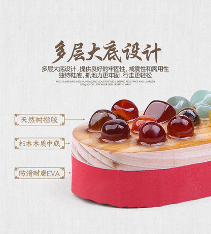 Home Foot Imitation Colored Jade Health Massage Slippers Acupoint Foot Massage Shoes Men's Massage Shoes Wear-Resistant Sandals Women's Summer