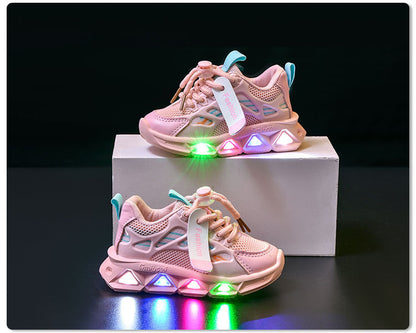 Light-Up Children's Shoes 2025 Spring & Fall New Led Light-Up Soft-Soled Sports Shoes for Small and Medium-Sized Children Women's Fashionable Casual Dad Shoes