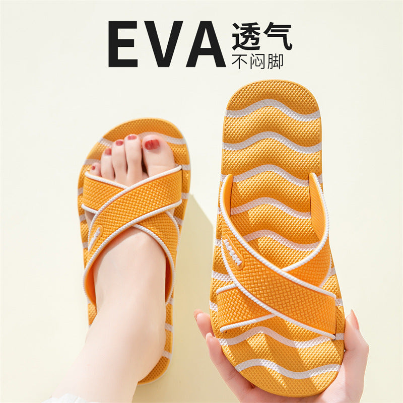 Home Eva Slippers for Women, Non-Slip Bathroom Bathing Slippers for Men, Summer Outdoor Wear, Beach Trendy Slippers, Factory Direct Sales
