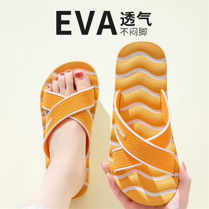 Home Eva Slippers for Women, Non-Slip Bathroom Bathing Slippers for Men, Summer Outdoor Wear, Beach Trendy Slippers, Factory Direct Sales