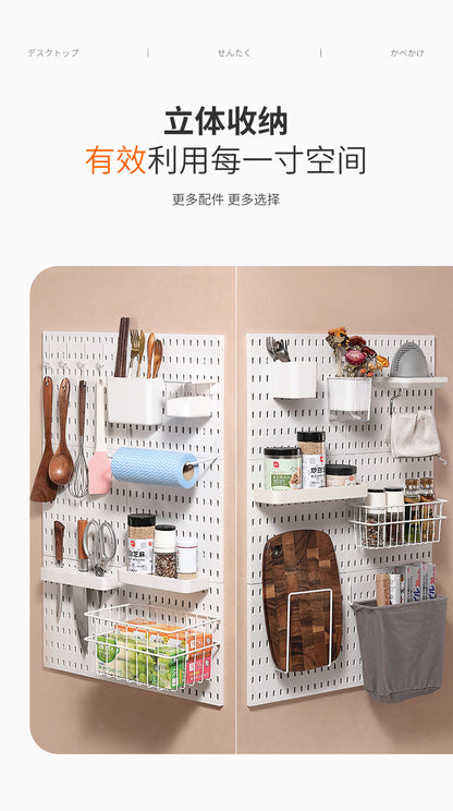 Desktop Perforated Board Storage Rack Organizer Office Partition Workstation Desk Stationery Organizer Shelf No Drilling Required