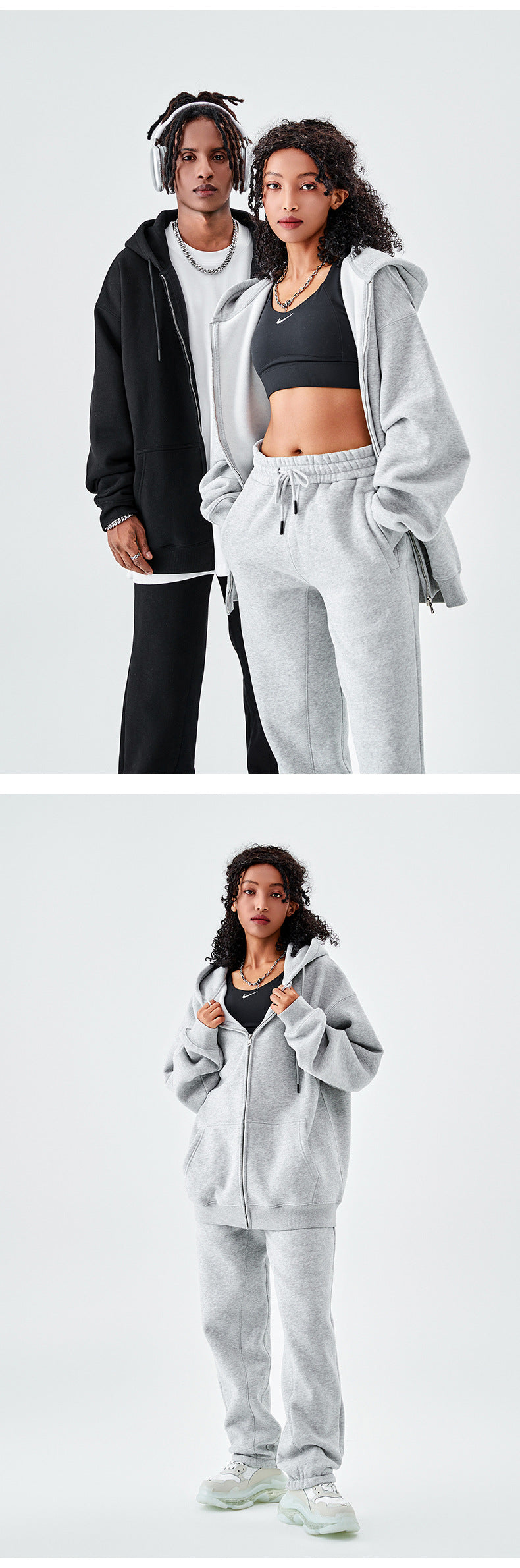 Tilani Men's Sweatshirt Cross-Border Casual Sports Suit Fashionable Pure Color Sweatshirt for Men and Women Simple Zipper Hoodie