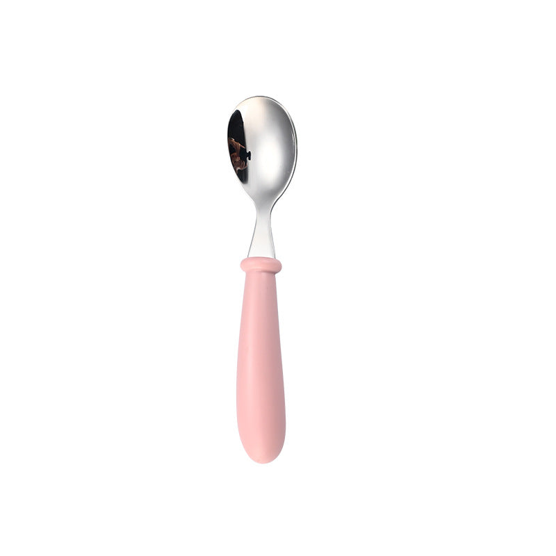 Children's 304 stainless steel fork spoon suit baby complementary food training eating spoon portable feeding tableware spoon