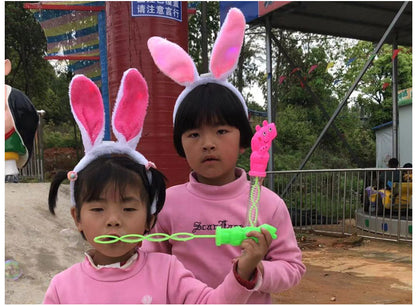 Led Light-Up Plush Bunny Ears Headband for Kids with Light-Up Hair Clip Decoration for Party Performance Props Styling