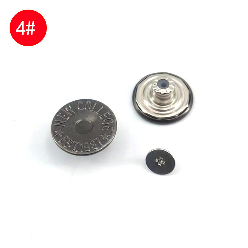 Wholesale In-Stock Waist-Cinching Button-Free Detachable Jeans Buttons, Eco-Friendly Buttons, Screw Metal I-Shaped Buckles