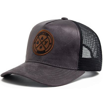 Summer Round Label Suede Baseball Cap Men's Mesh All-match Sunshade Women's Hip-hop Hat Trendy Foreign Trade Explosions in stock