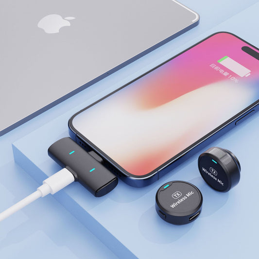 The new adsorption type one drag two wireless collar clip microphone round live mobile phone photography magnetic collar clip radio microphone