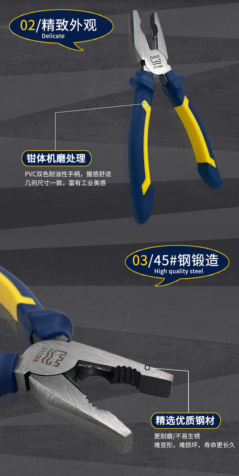 Great Wall Seiko Professional European-style Wire Pliers Chrome Vanadium Steel Industrial Vise Pliers Electrical Cladding Handle Wire