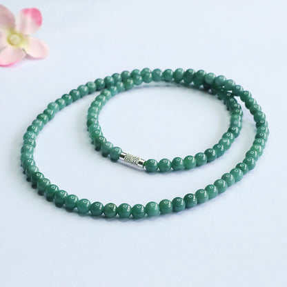 Guan Yu Natural Grade a Jade Necklace Blue Water Jade Round Bead Chain E-Commerce Live Broadcast Hot Sale Wholesale S5060601