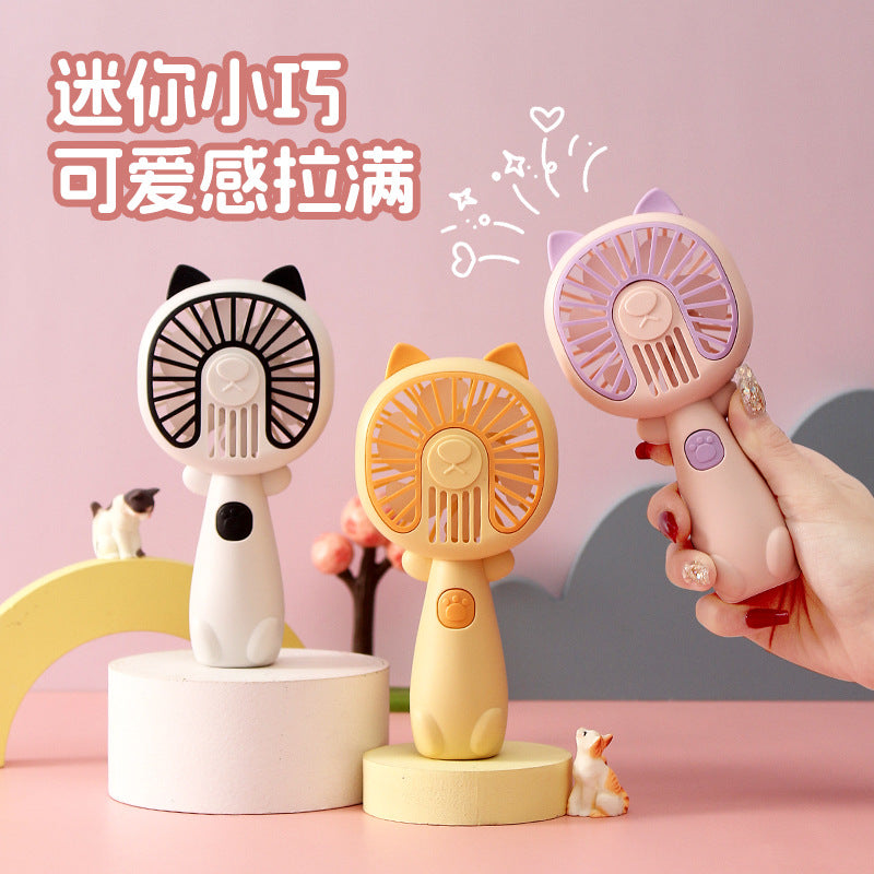 New cartoon mini fan summer outdoor portable USB rechargeable fan student dormitory desktop fan