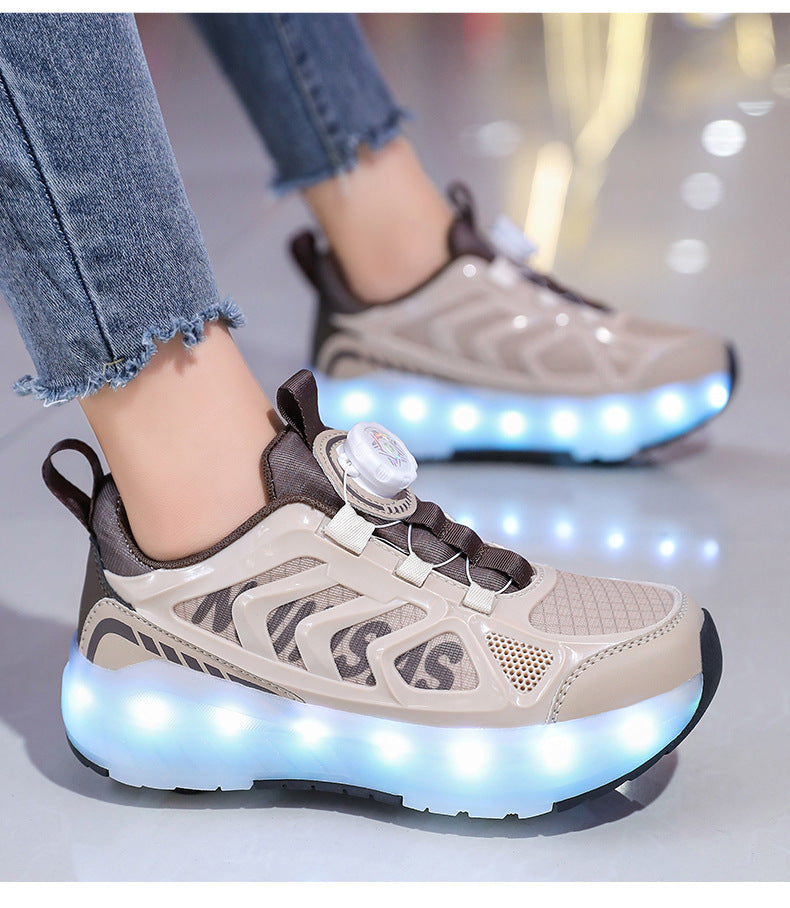 Cross-Border Children's Four-Wheel Roller Shoes, Boys' Light-Up Shoes, Detachable Girls' Student Sports Shoes, Children's Roller Skating Shoes