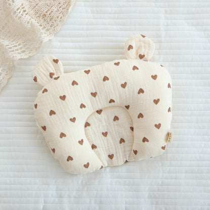 Class A cotton baby gauze baby anti-deflection head shaped pillow sweat-absorbing breathable Four Seasons suitable for newborn comfort pillow