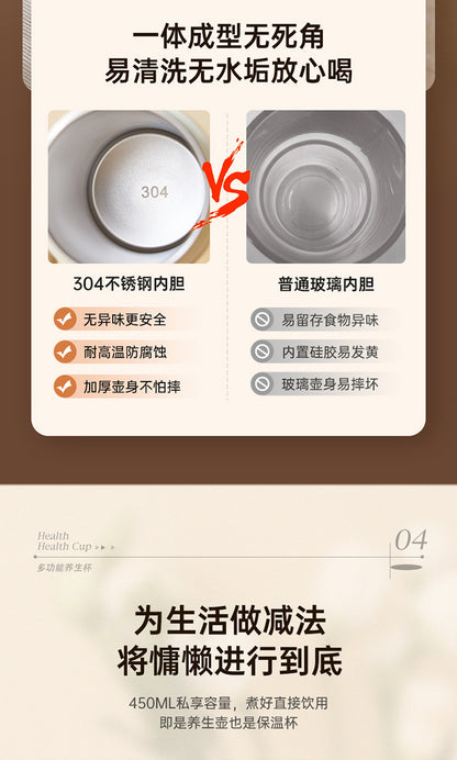Travel Kettle Electric Heating Cup Small Portable Heating Stainless Steel Thermostatic Cup Health Kettle Tea Thermos Cup