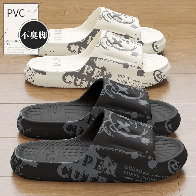 2025 New Summer Slippers for Women to Wear Outside Home Indoor Bathroom Bathing Pregnant Women Anti-Slip Anti-Odor Couple Sandals Slippers