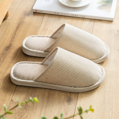 Spring and Autumn Cotton Slippers for Women, All Seasons, Winter, Indoor Home Use, Cotton and Linen Non-Slip Home Couple Wholesale Hemp Slippers for Men