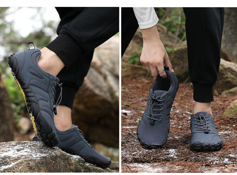 Outdoor Snow Boots, Home Cross-Border Winter New Style, Non-Slip Short Style, Fleece-Lined Warm Cotton Shoes, Thick-Soled Barefoot Five-Toe Shoes