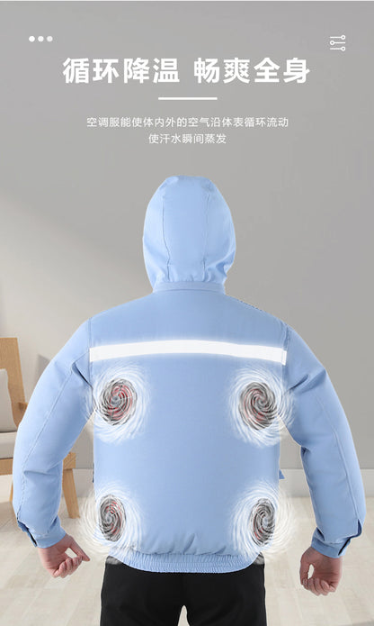 Summer Air-Conditioned Clothing for Outdoor Labor Protection, Cooling and Sun Protection Clothing, Hooded Fan Clothing for Men and Women, Specially Designed for Outdoor Labor Protection