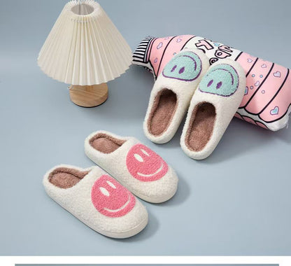 New Cross-Border Winter Smiling Face Cotton Slippers for Children Wholesale Home Couple Indoor Warm Slippers Winter Women