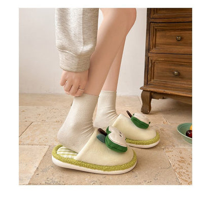 Apple Cute Closed-Toe Plush Cotton Slippers for Women, Winter 2026 New Model, Indoor Home Warm Non-Slip Odor-Resistant