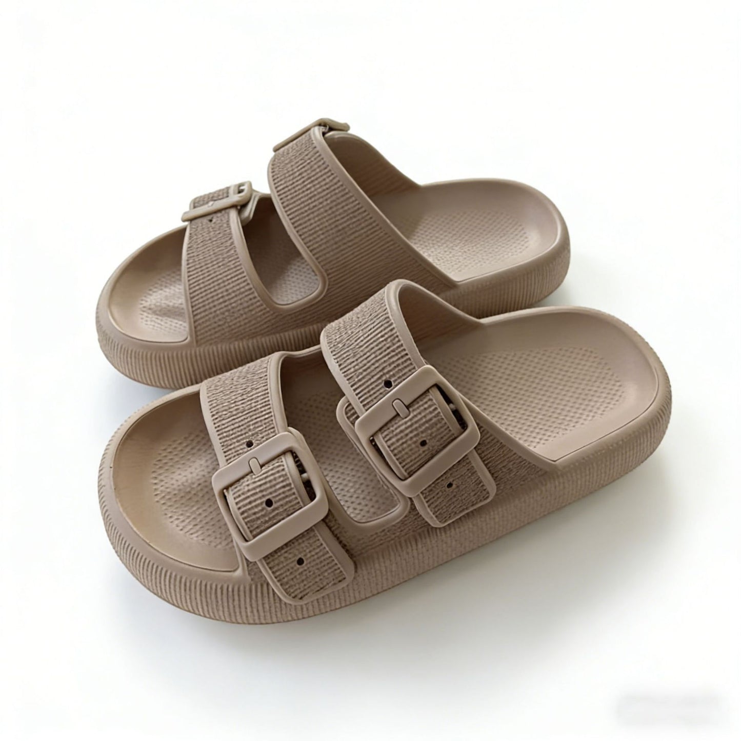 2026 New Thick-Soled Slippers, Wear-Resistant Double Buckle Eva Sandals, Couple's Summer Women's Outdoor and Indoor Slippers with a Soft Cushioning Feel