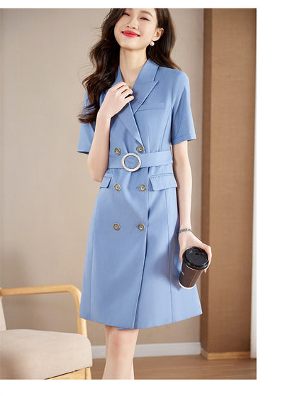 French Hepburn Style Small Black Dress High Sense High Cold Royal Sister Fried Street Small Fragrance Style Pleated Professional Suit dress Summer