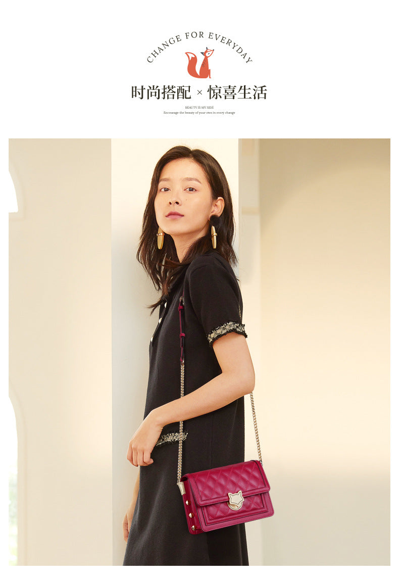 Chain Bag Women's 2024 New Trendy Fashionable Black Rhomboid Shoulder Crossbody Small Square Bag High-grade Commuter Shoulder Bag