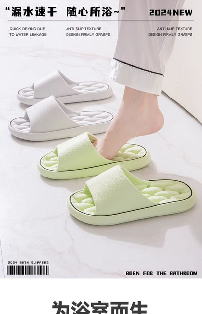 Slippers for Women, Summer Couples, Indoor Home Bathroom Bathing, Leaking, Non-Slip, Thick-Soled, Shit-Stepping Household Sandals, Slippers for Men