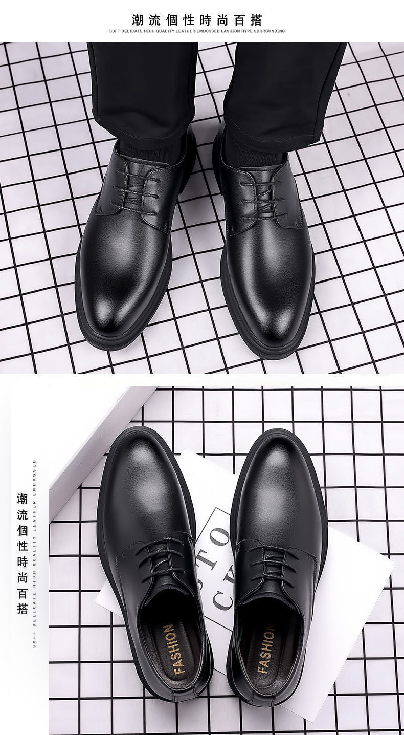[Real soft leather] men's lace-up business formal wear high-end soft soft leather men's shoes high non-slip wear-resistant casual leather shoes