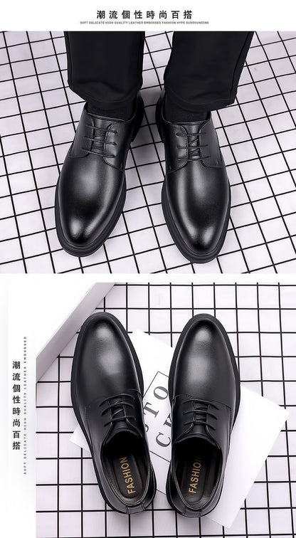 [Real soft leather] men's lace-up business formal wear high-end soft soft leather men's shoes high non-slip wear-resistant casual leather shoes